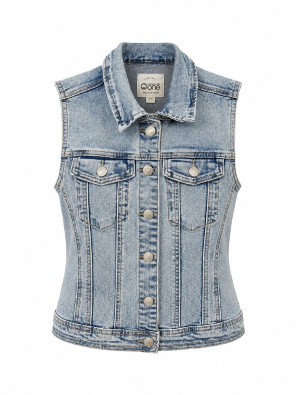 🌷 2/15 Warehouse One Light Wash Sleeveless Denim Vest Size S/P
